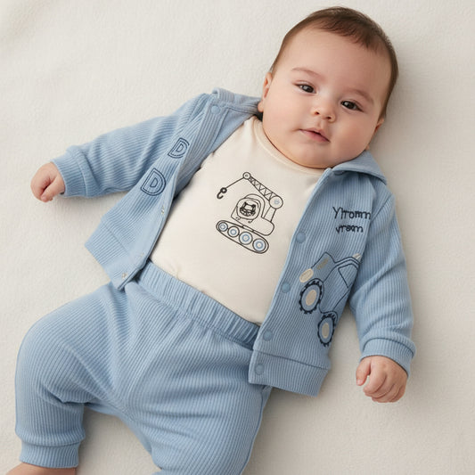 Бебешки комплект “Little Digger” – 3 части, светлосиньо и бяло