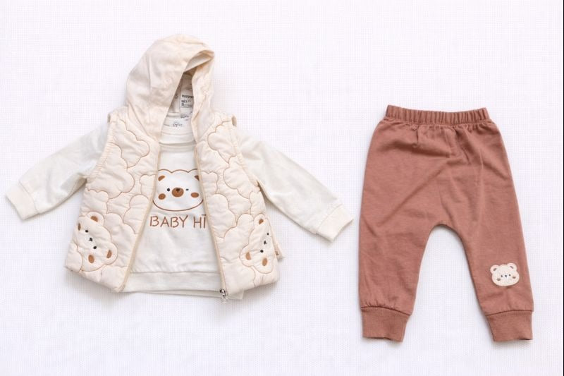 Бебешки комплект “Baby Hi Bear” – 3 части, екрю и кафяво