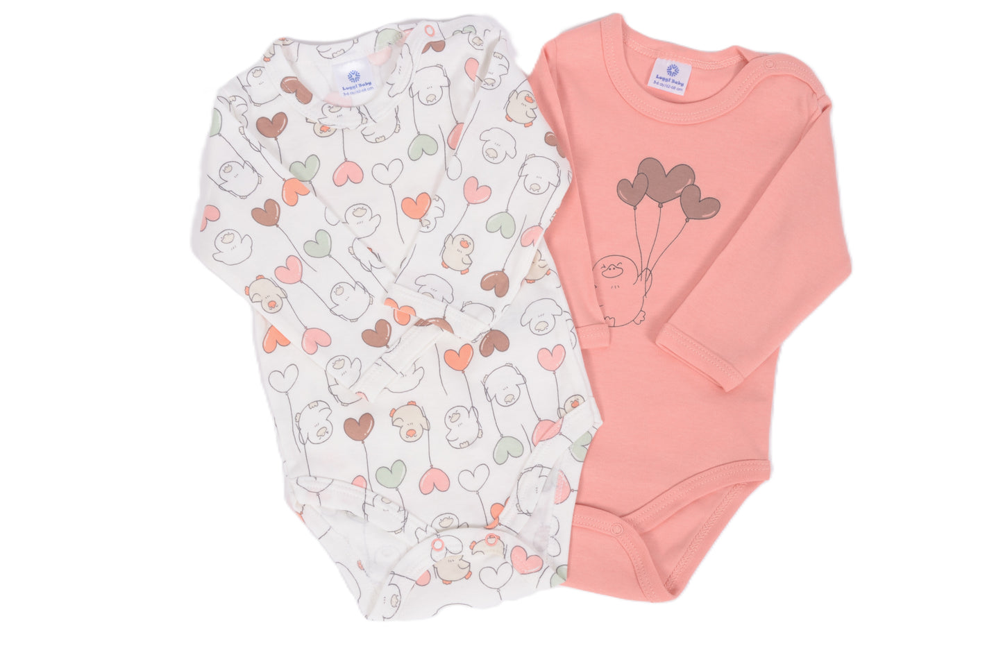 Комплект бебешки бодита с дълъг ръкав „Love Balloons“ – 2 броя