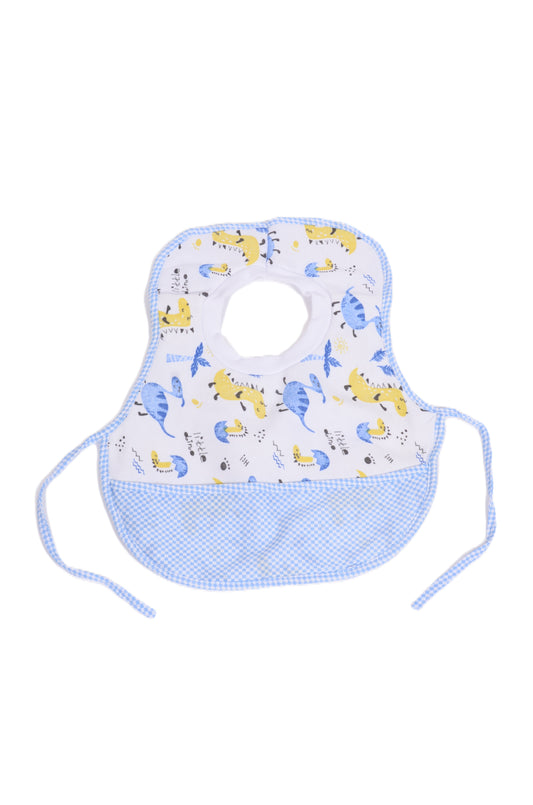 Бебешки лигавник с динозаври и сини детайли