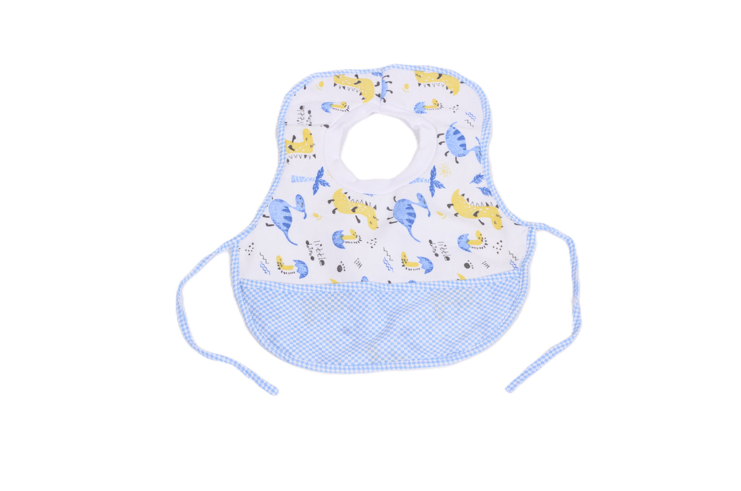 Бебешки лигавник с динозаври и сини детайли