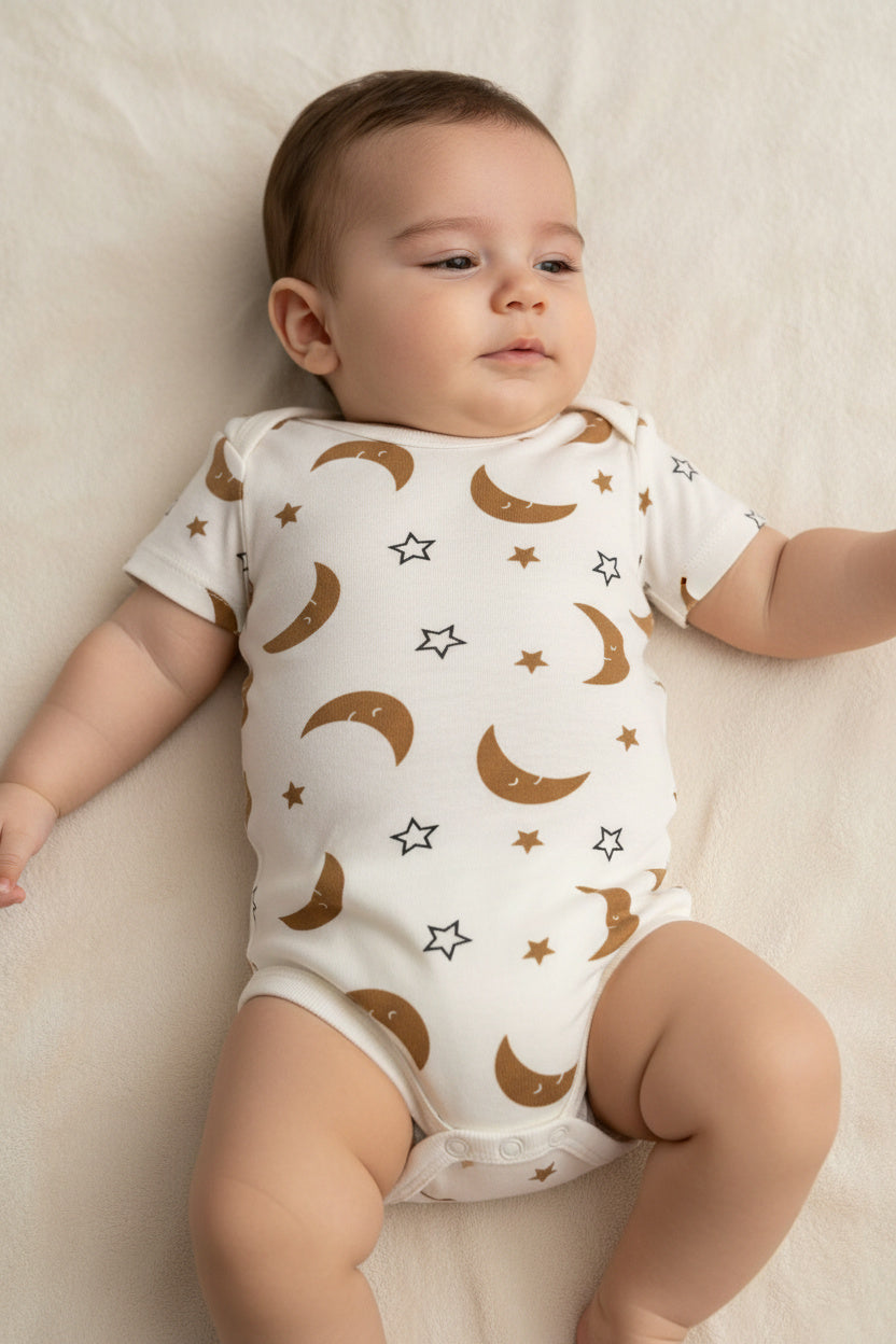 Бебешко боди „Moon & Stars“ – екрю