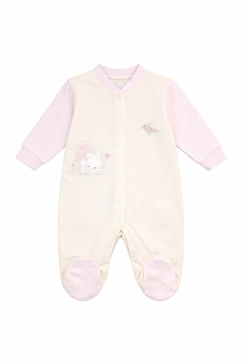 Бебешки гащеризон “Sweet Bunny” – екрю с розови акценти
