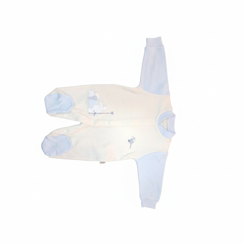 Бебешки гащеризон “Little Cloud” – екрю и светлосиньо