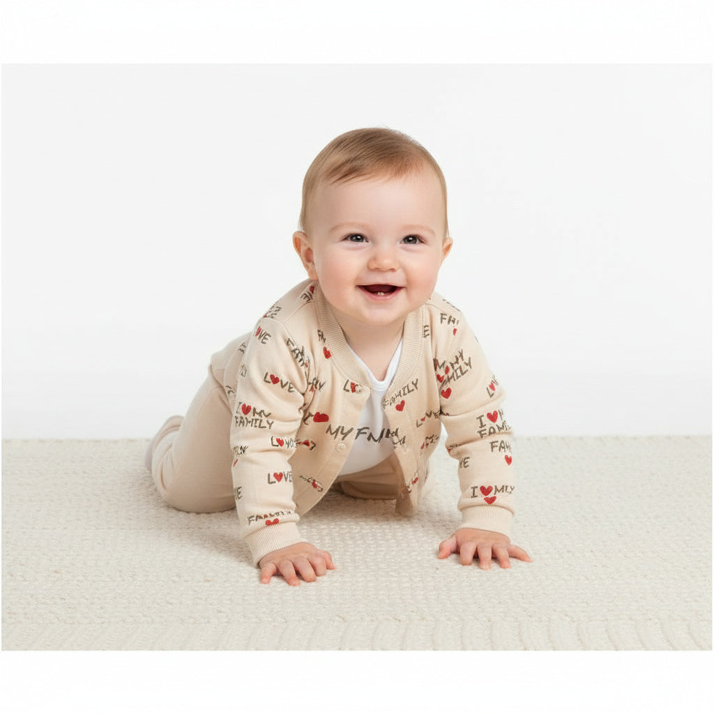 Бебешки комплект “My Family” – 3 части, екрю и бяло