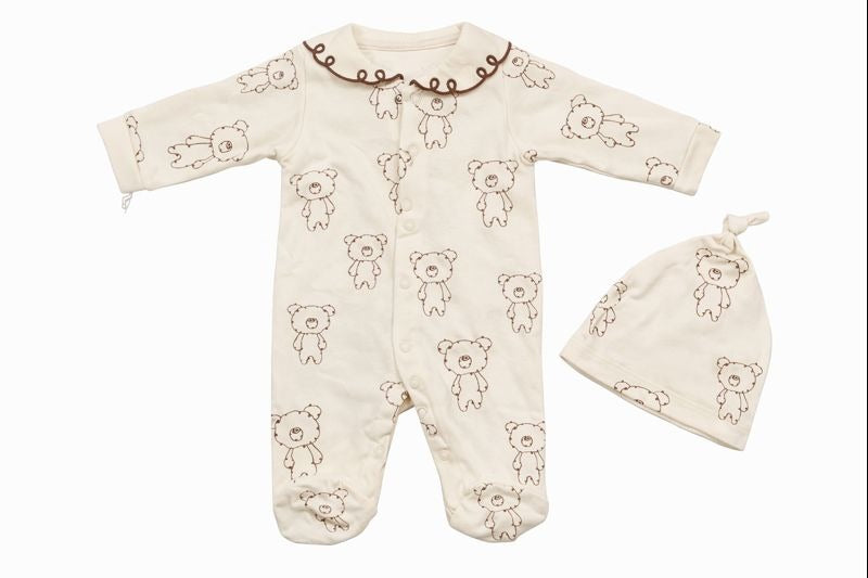 Бебешки гащеризон с шапчица “Lovely Teddy” – бяло