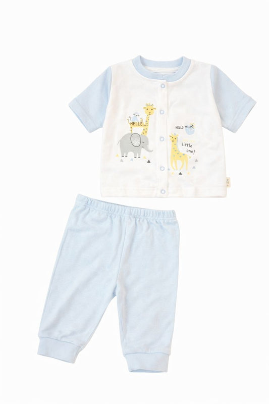 Бебешки комплект “Little Safari” – 2 части, бяло и светлосиньо