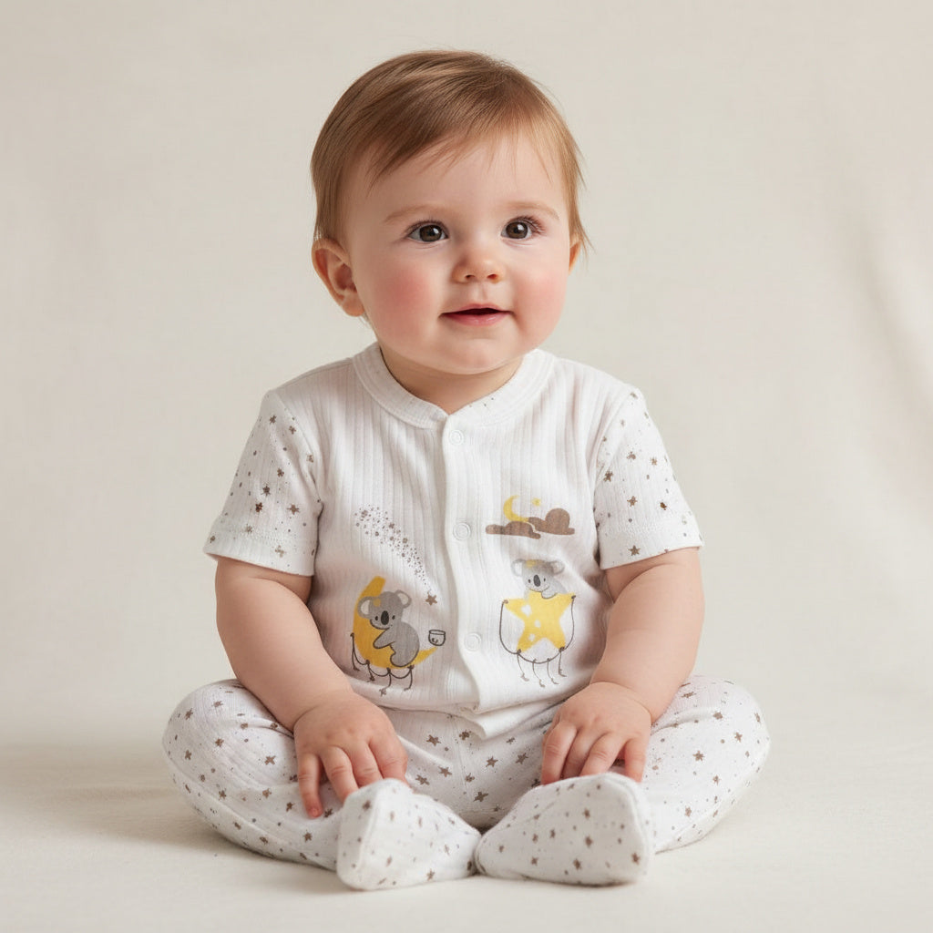 Бебешки комплект “Starry Night” – 2 части, екрю със звездички