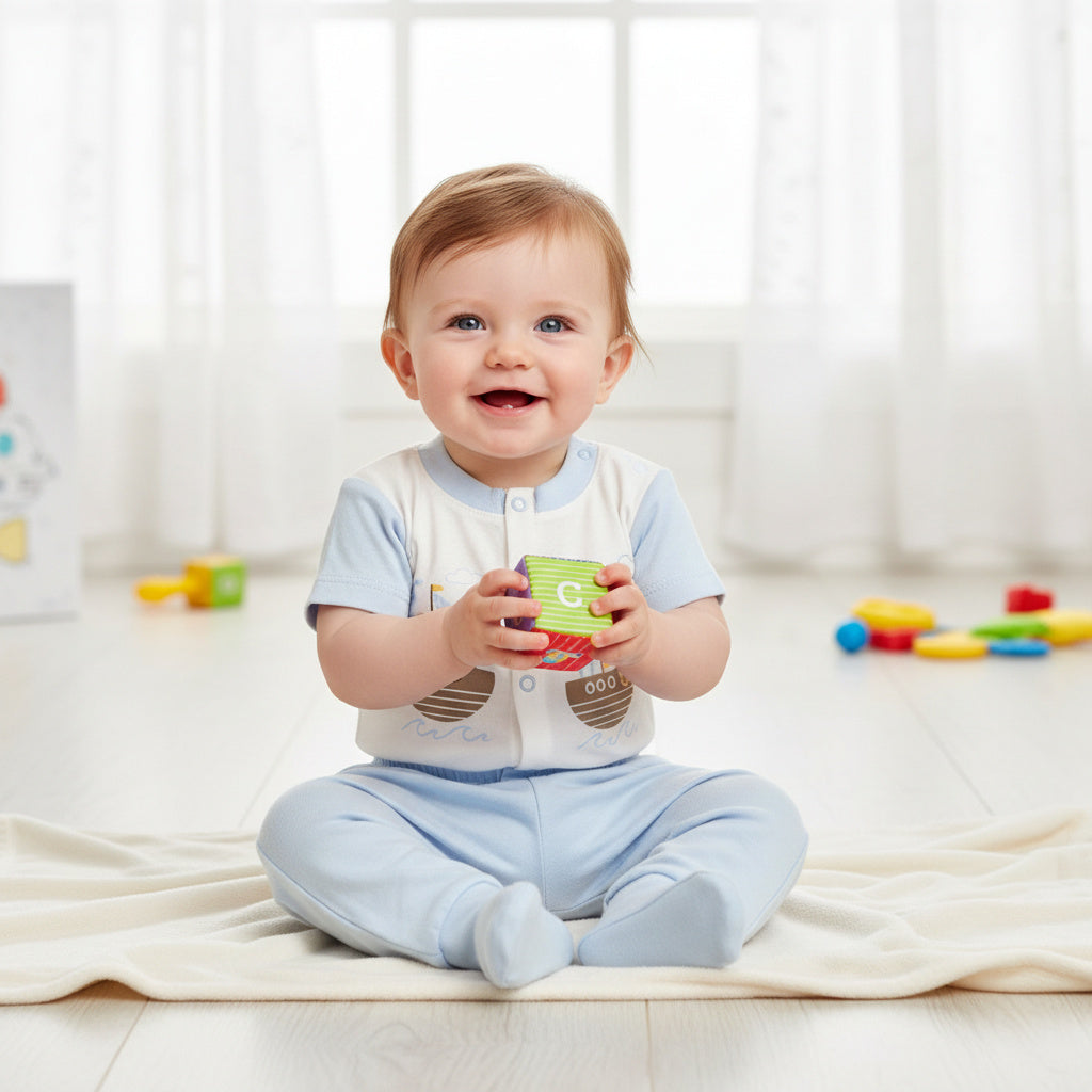 Бебешки комплект “Little Sailors” – 2 части, бяло и светлосиньо