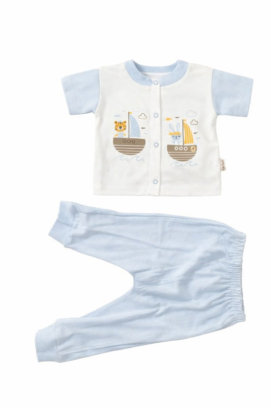 Бебешки комплект “Little Sailors” – 2 части, бяло и светлосиньо