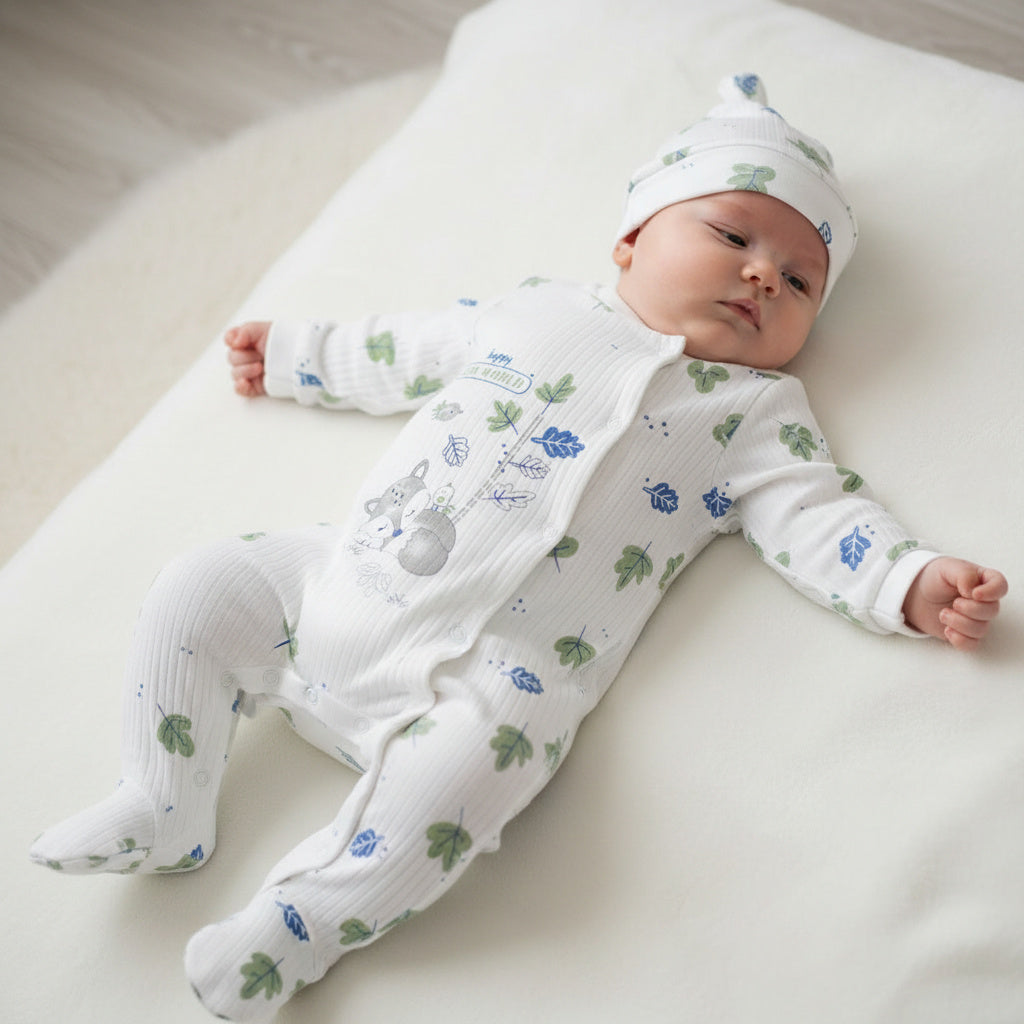 Бебешки гащеризон с шапчица “Happy Fox World” – екрю