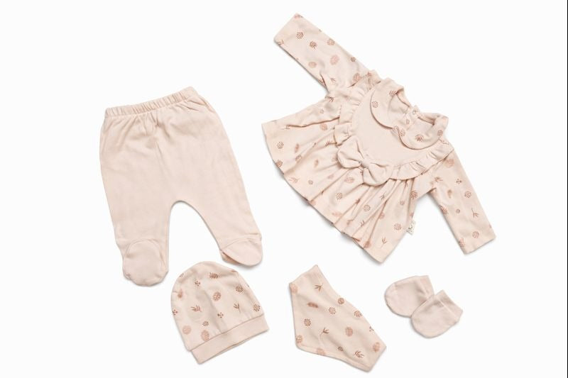Бебешки комплект “Little Blossom” – 5 части, пастелно розово