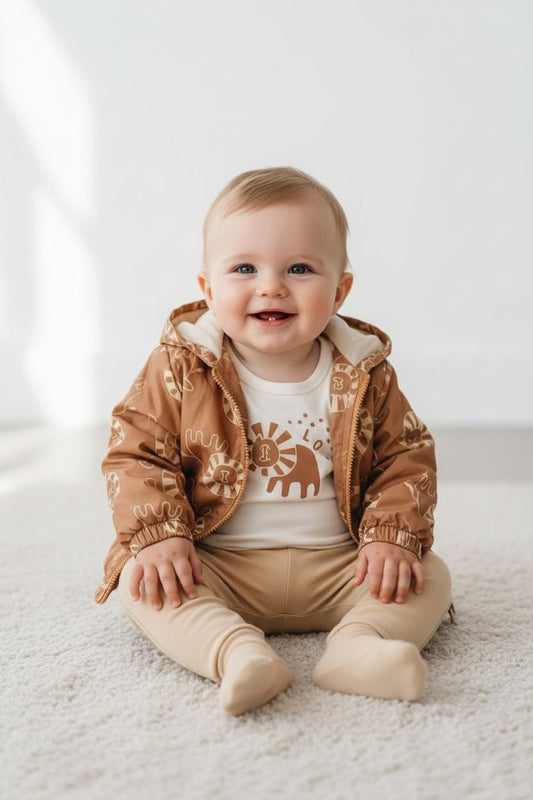 Бебешки комплект „Little Lion“ – 3 части, екрю и кафяво