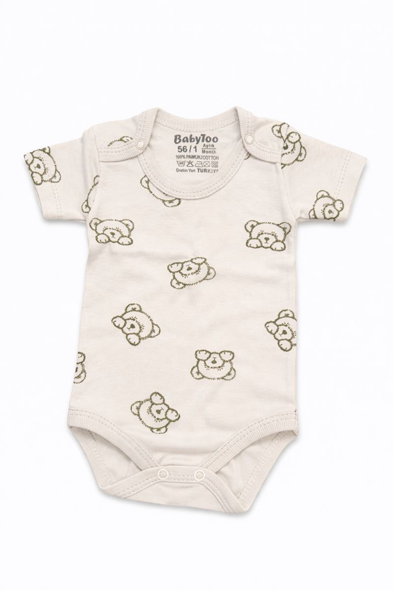 Бебешко боди с къс ръкав „Sleepy Bear” – екрю