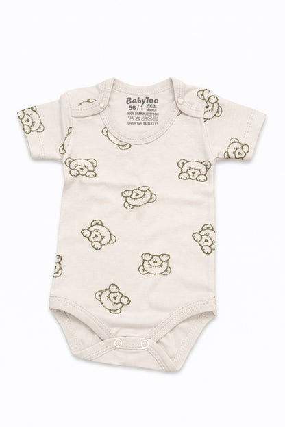 Бебешко боди с къс ръкав „Sleepy Bear” – екрю