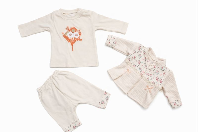 Бебешки комплект “White Bouquet” – 3 части, бяло