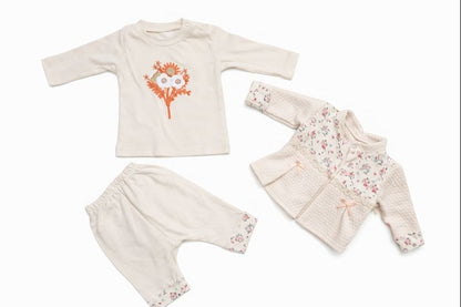 Бебешки комплект “White Bouquet” – 3 части, бяло