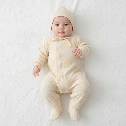 Бебешки гащеризон с шапчица “Lovely Teddy Cream” – кремаво
