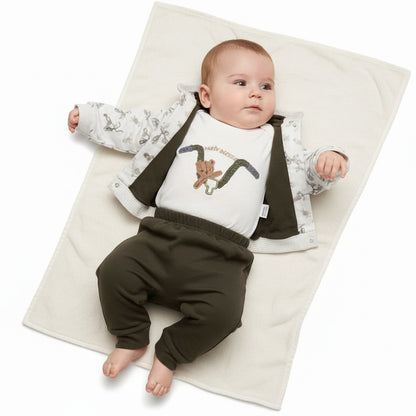 Бебешки комплект “Little Woodland” – 3 части, кафяво-зелено и бяло