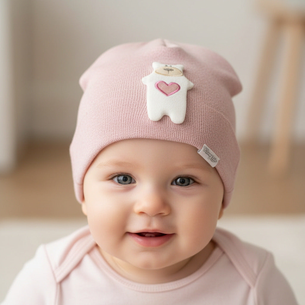 Бебешка шапка “Little Bear” – цвят розов
