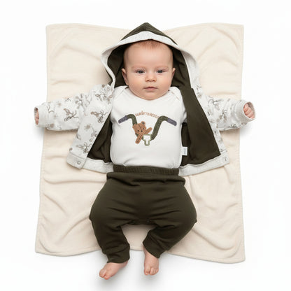 Бебешки комплект “Little Woodland” – 3 части, кафяво-зелено и бяло