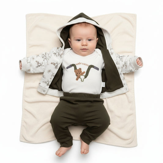 Бебешки комплект “Little Woodland” – 3 части, кафяво-зелено и бяло