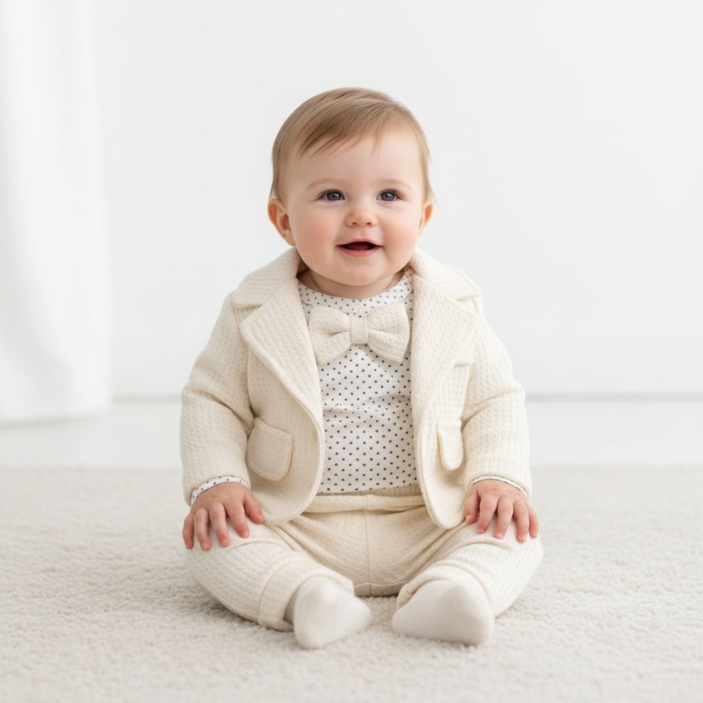 Бебешки комплект „Little Gentleman“ – 3 части, екрю