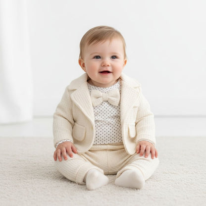 Бебешки комплект „Little Gentleman“ – 3 части, екрю