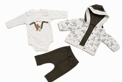 Бебешки комплект “Little Woodland” – 3 части, кафяво-зелено и бяло