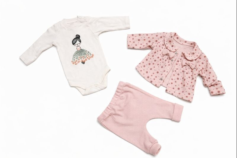 Бебешки комплект “Little Ballerina” – 3 части, розово и бяло
