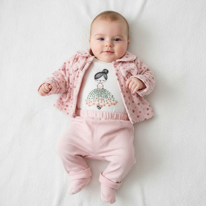 Бебешки комплект “Little Ballerina” – 3 части, розово и бяло