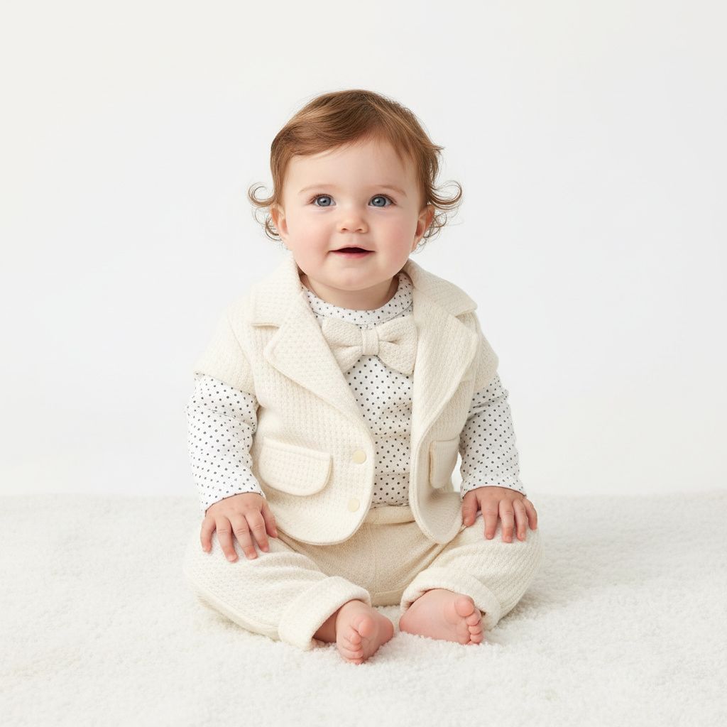 Бебешки комплект „Little Gentleman“ – 3 части, екрю