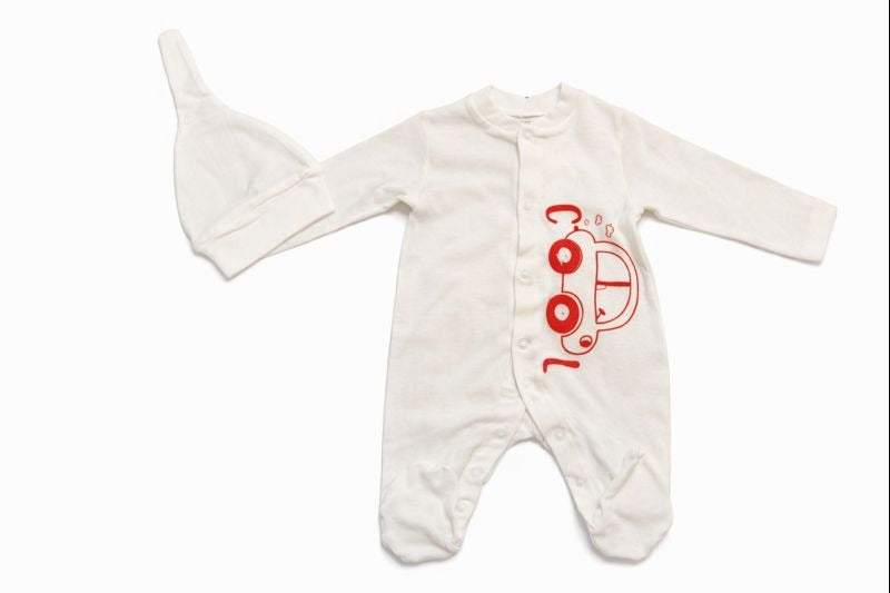 Бебешки гащеризон с шапчица “Little Ride” – бяло