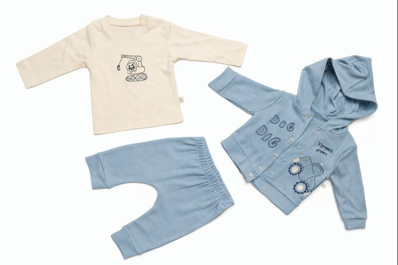 Бебешки комплект “Little Digger” – 3 части, светлосиньо и бяло