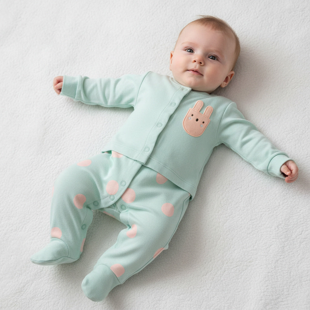 Бебешки гащеризон “Mint Bunny” – ментолово зелено