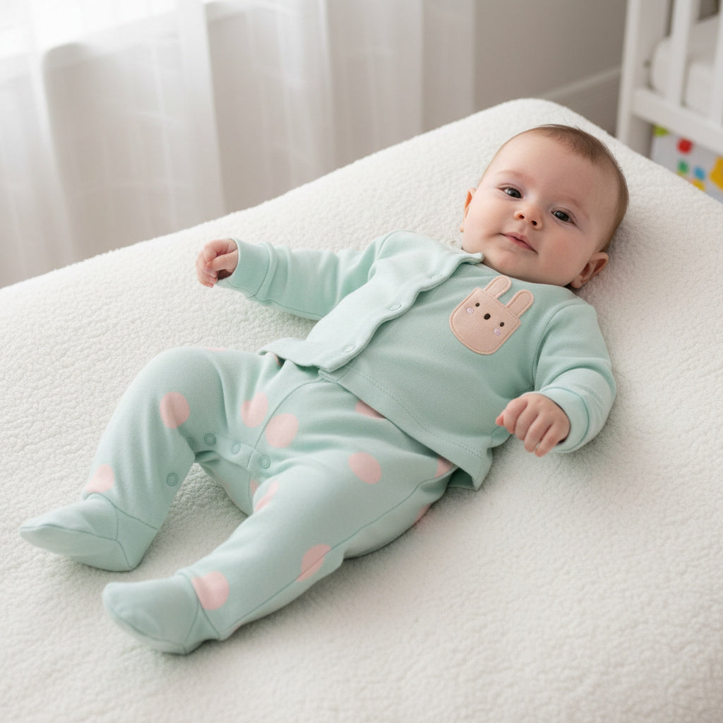 Бебешки гащеризон “Mint Bunny” – ментолово зелено