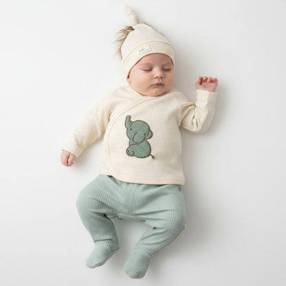 Бебешки комплект “Little Green Elephant” – 3 части, кремаво и зелено