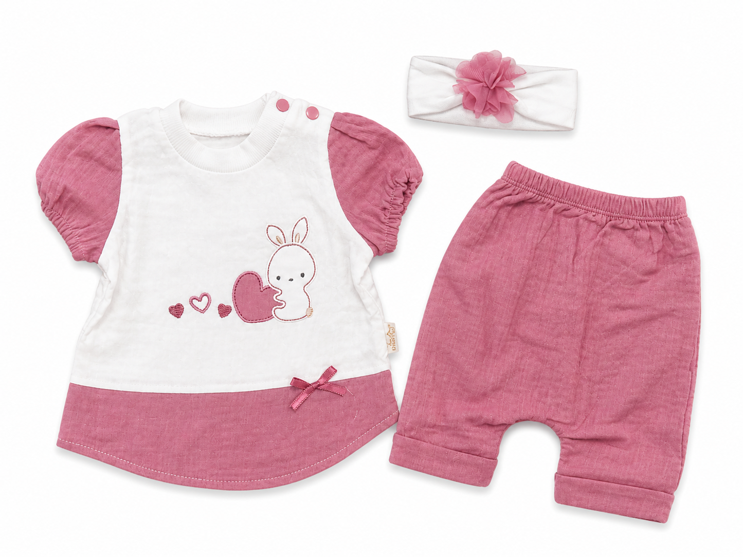 Бебешки комплект от 3 части „Sweet Bunny“ – розов
