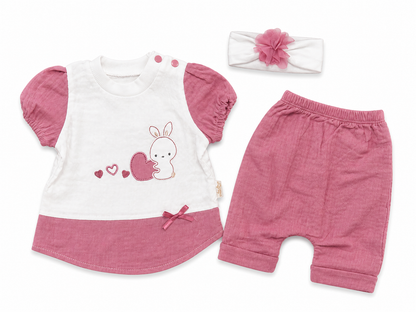 Бебешки комплект от 3 части „Sweet Bunny“ – розов