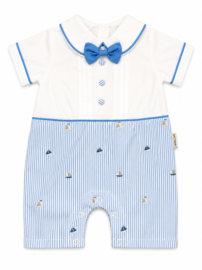 Бебешки гащеризон „Little Sailor Blue“ – екрю и небесно синьо