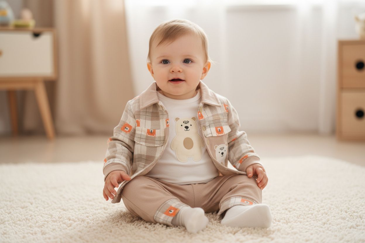 Бебешки комплект „Teddy Bear“ – 3 части, бежово и екрю