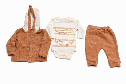 Бебешки комплект “Little Croco” – 3 части, бяло и оранжево