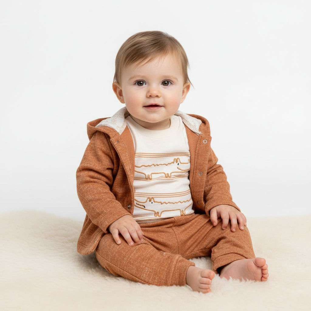 Бебешки комплект “Little Croco” – 3 части, бяло и оранжево