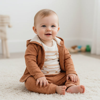 Бебешки комплект “Little Croco” – 3 части, бяло и оранжево