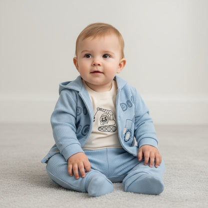 Бебешки комплект “Little Digger” – 3 части, светлосиньо и бяло