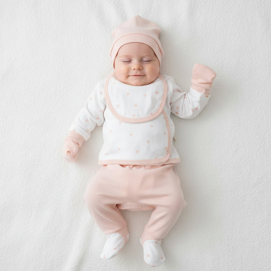 Бебешки комплект “Pink Heart Dream” – 5 части, бяло и розово