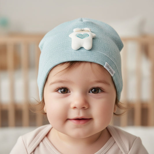 Бебешка шапка “Little Bear” – цвят светло си