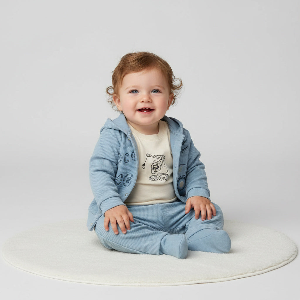 Бебешки комплект “Little Digger” – 3 части, светлосиньо и бяло