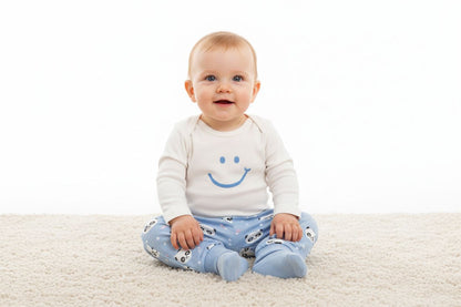 Бебешки комплект „Daddy Funny Panda“ – 3 части, синьо и бяло