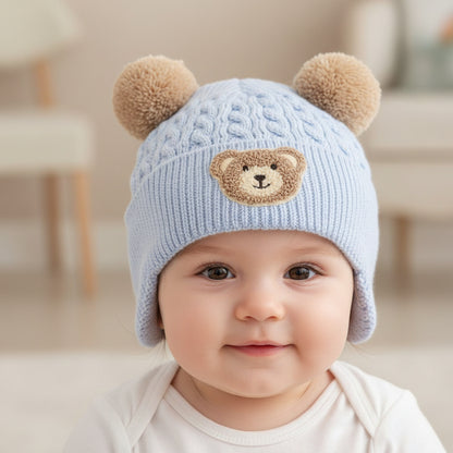 Бебешка плетена шапка “Blue Teddy” – светлосиня